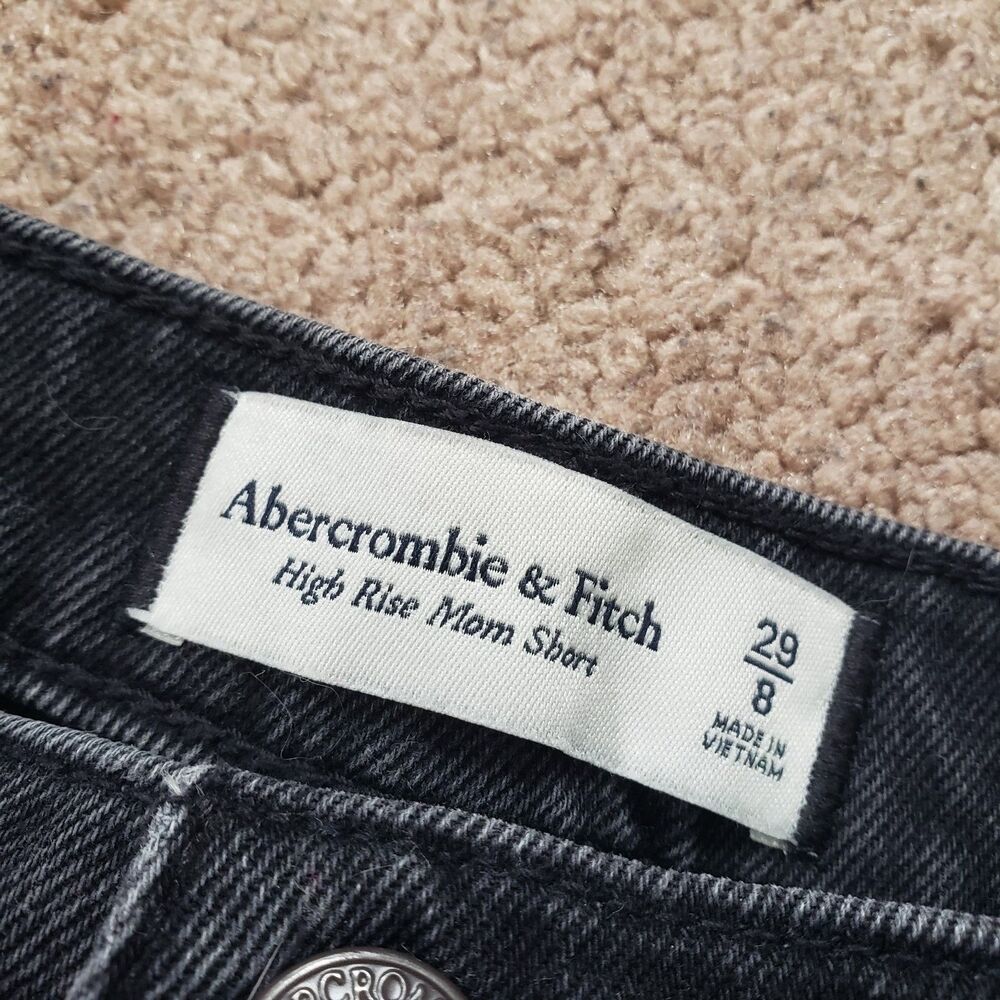 Abercrombie & Fitch Black High Rise Mom Shorts Curve Love Cuffed Button Fly 29/8 - Picture 4 of 8